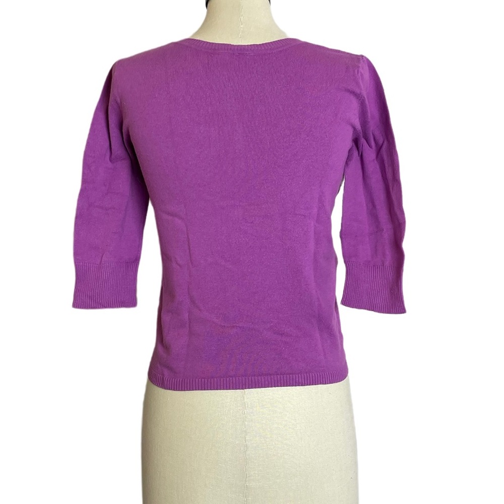 BP purple crew neck 1/2 sleeve cropped cardigan - Picture 4 of 5